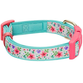 Blueberry Pet - Green | Floral Prints Neoprene Padded Dog Collar