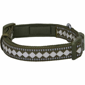 Blueberry Pet - Olive Jacquard Pattern | 3M Reflective Neoprene Quick-Release Dog Collar
