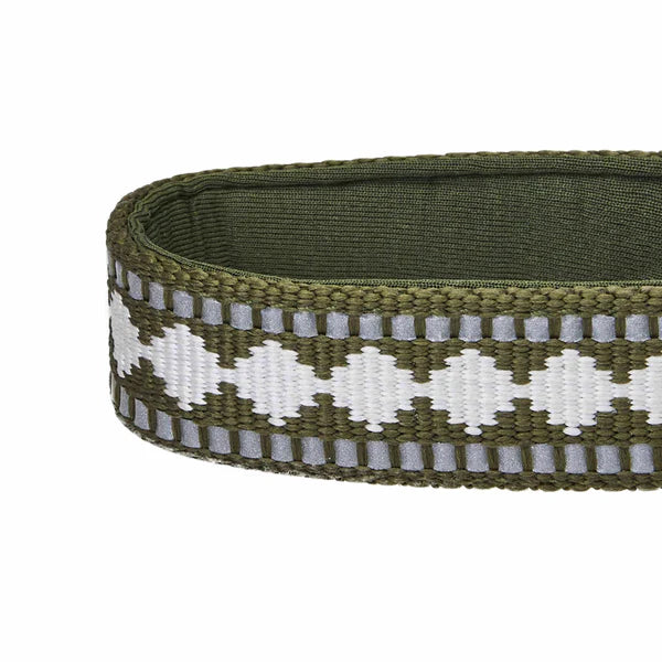 Blueberry Pet - Olive Jacquard Pattern | 3M Reflective Neoprene Quick-Release Dog Collar