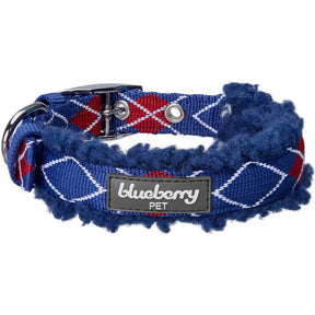 Blueberry Pet - Royal Blue Scottish Argyle | Sherpa Fleece Padded Dog Collar