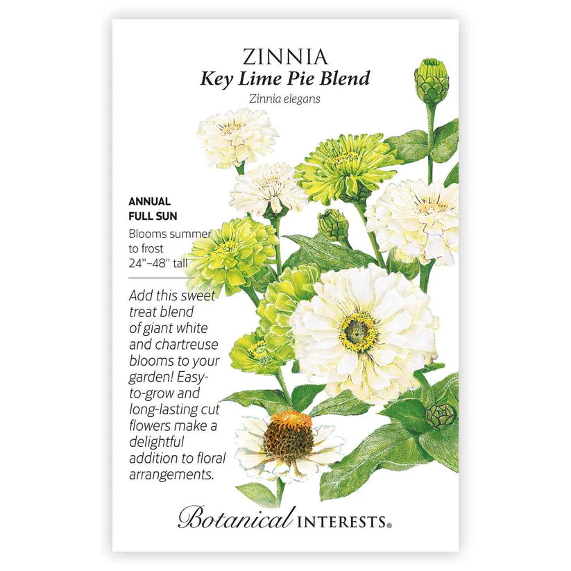 Botanical Interests, Inc. - Key Lime Pie Blend Zinnia Seeds - Southern Agriculture 