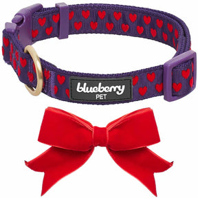Blueberry Pet - Purple | Dotted Velvet Heart Dog Collar