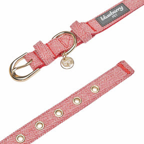 Blueberry Pet - Red | Textured Tweed Dog Collar