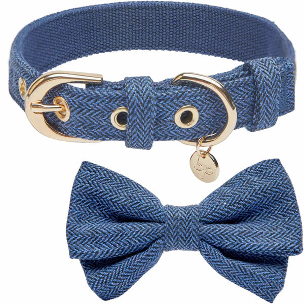 Blueberry Pet - Navy | Textured Tweed Dog Collar