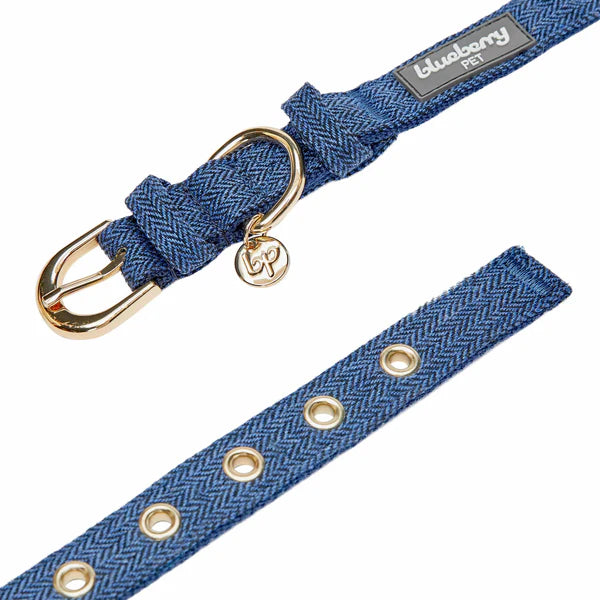 Blueberry Pet - Navy | Textured Tweed Dog Collar