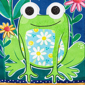 Evergreen Enterprises - Flag Welcome Friends Frog Burlap
