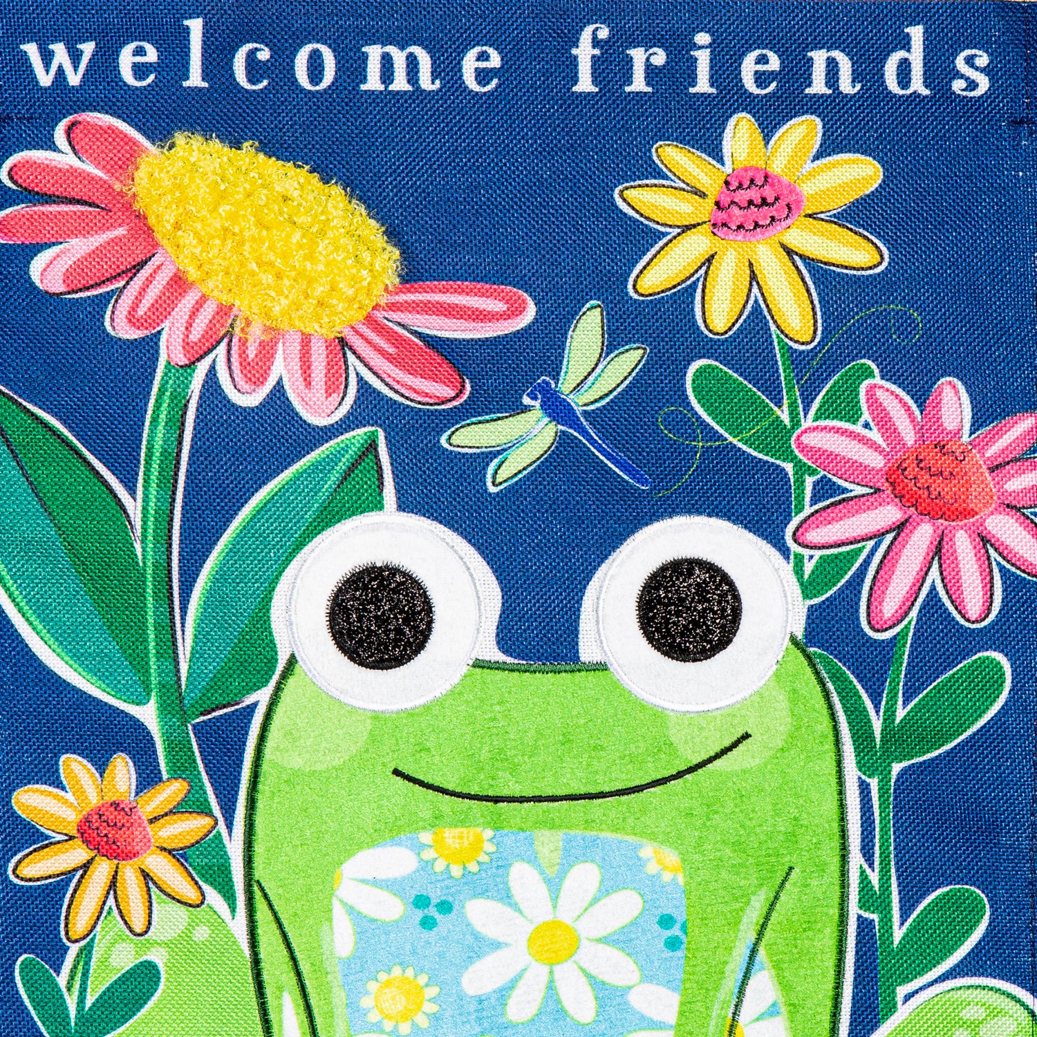 Evergreen Enterprises - Flag Welcome Friends Frog Burlap