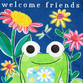 Evergreen Enterprises - Flag Welcome Friends Frog Burlap