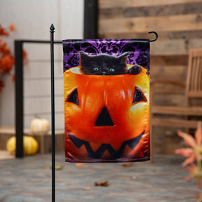 Evergreen Enterprises - Flag Kitten in Pumpkin Bucket