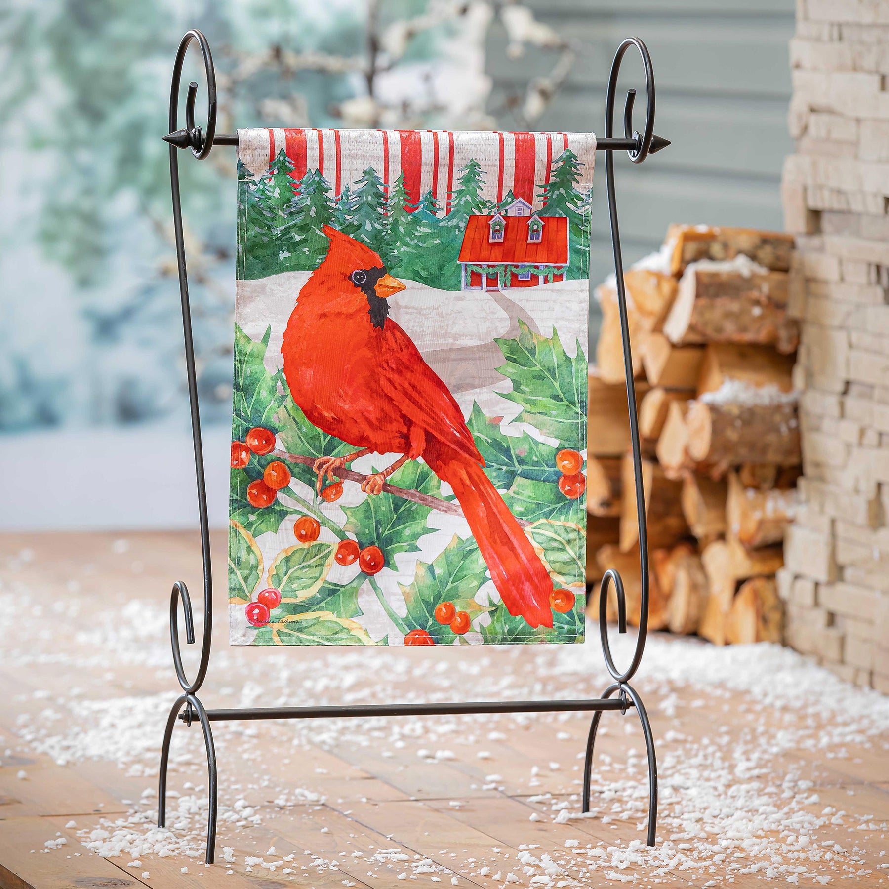Evergreen Enterprises - Flag Cardinal Holiday Farmhouse