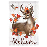 Evergreen Enterprises - Autumn Deer Wreath Flag - Southern Agriculture 