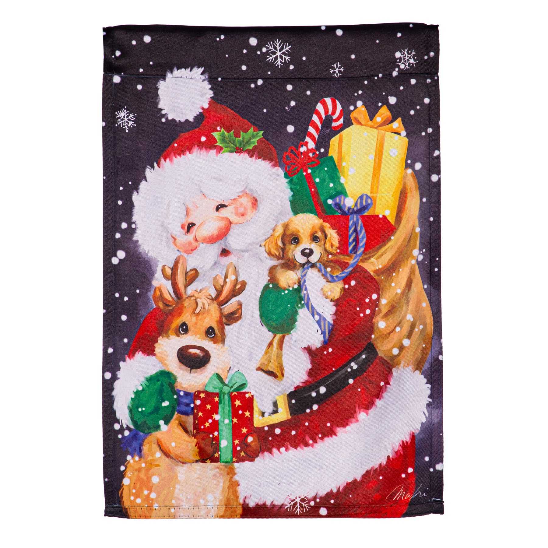 Evergreen Enterprises - Flag Santa, Reindeer & Puppy