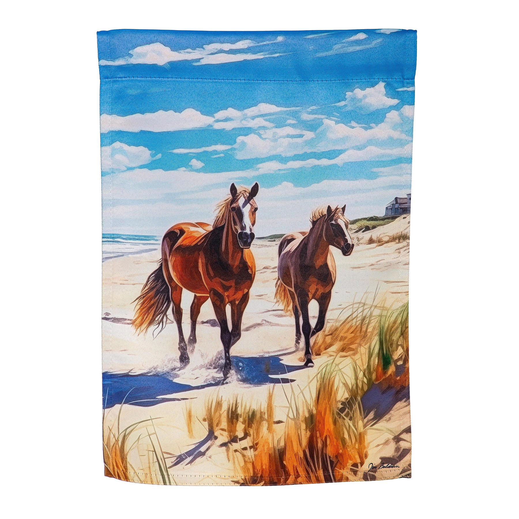 Evergreen Enterprises - Flag Horses on the Beach