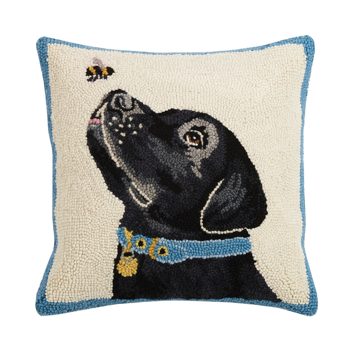 Peking Handicraft - Pillow Labrador Black with Bee