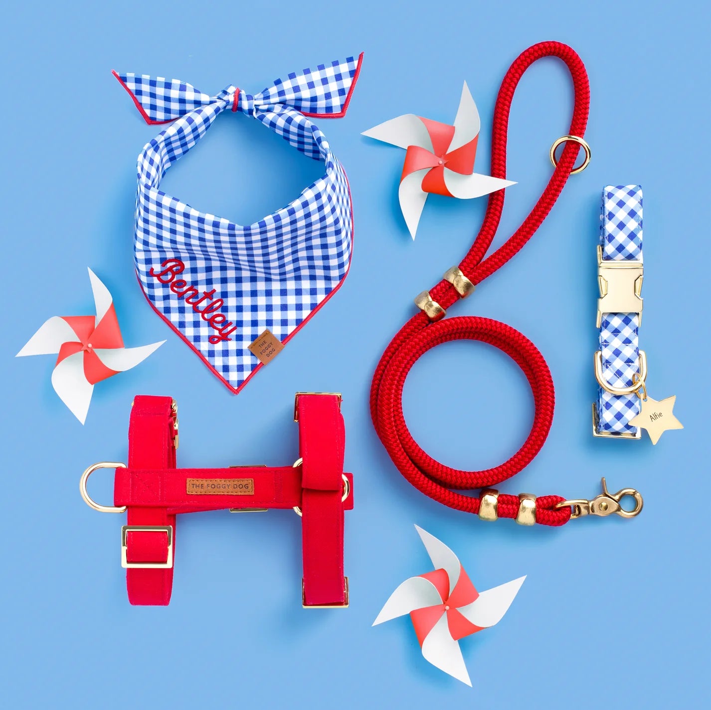 The Foggy Dog - Bandana Gingham Summer Blue