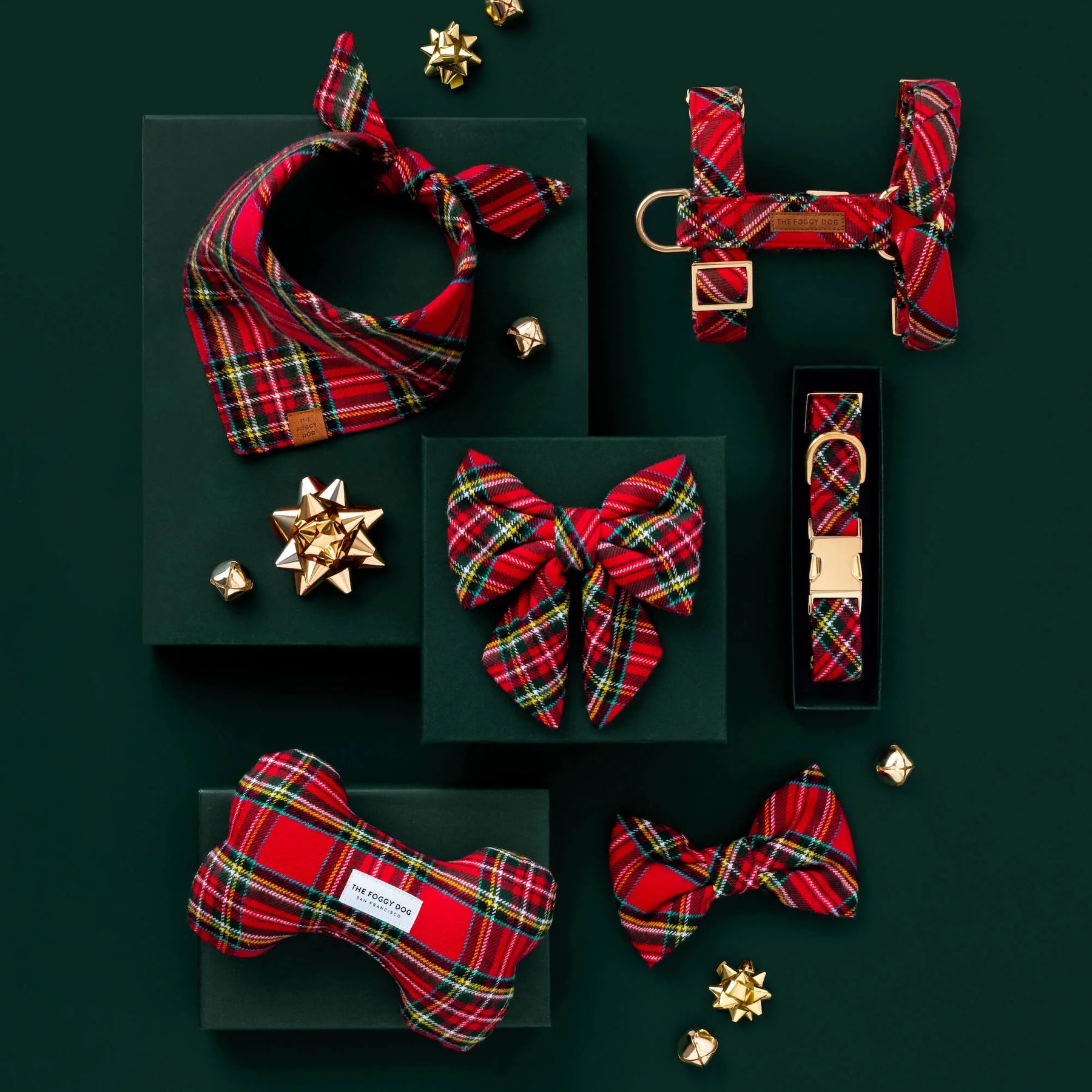 The Foggy Dog - Dog Toy Bone Tartan  Plaid