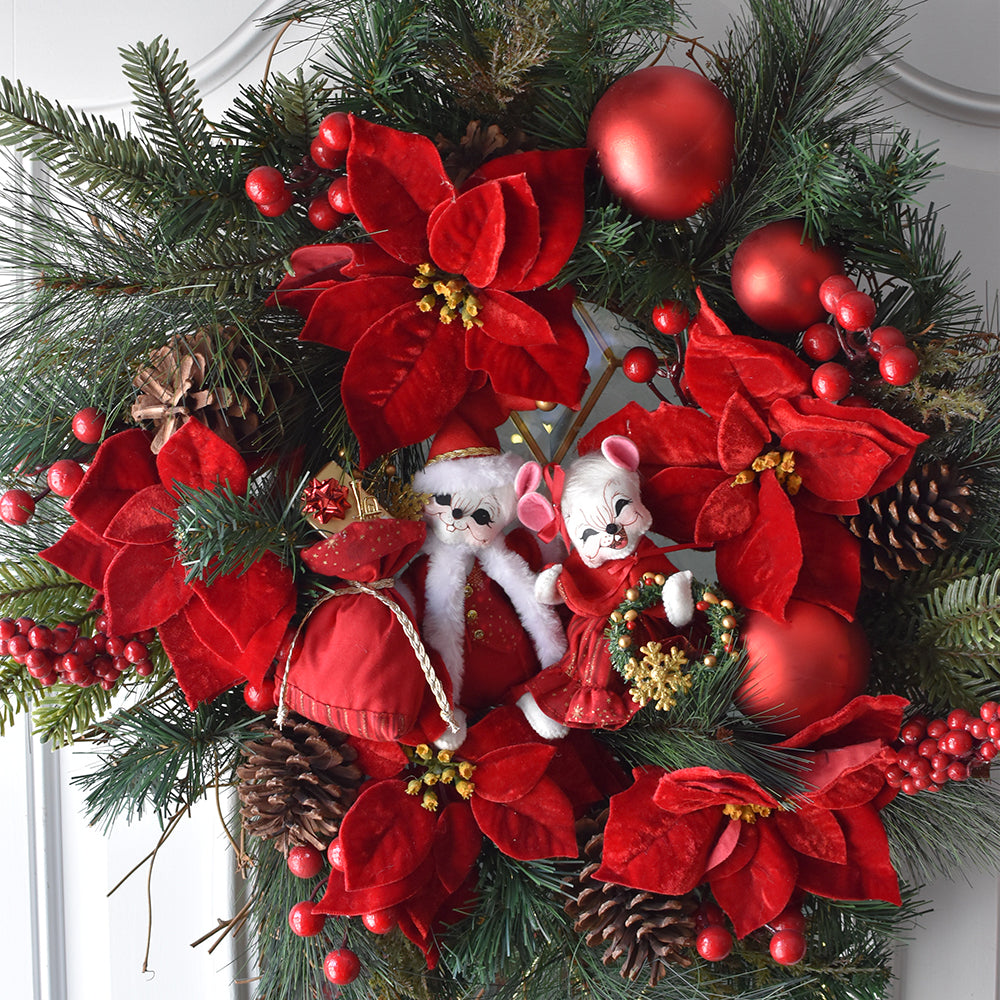 Annalee Dolls - Mrs Santa Mouse Crimson & Gold