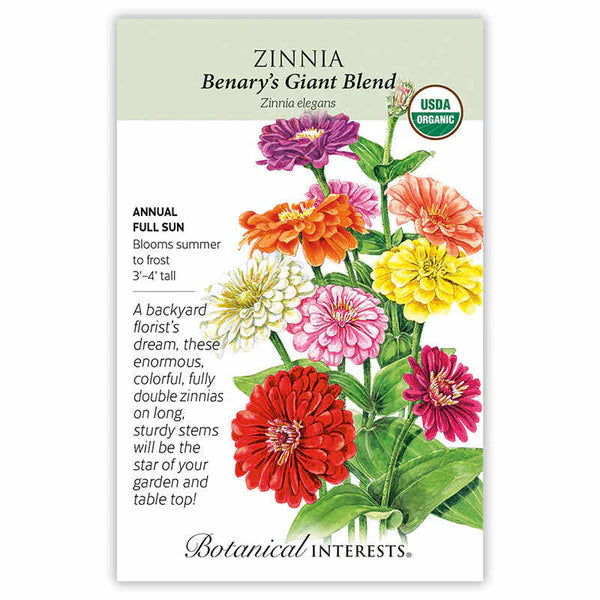 Botanical Interests, Inc. - Zinnia Benary's Giant Breed Organic Seeds