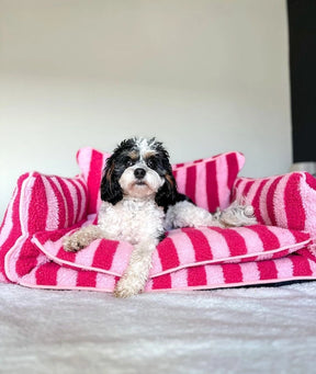 Glow Pups - Dog Bed Sofa Striped Pretty Pink