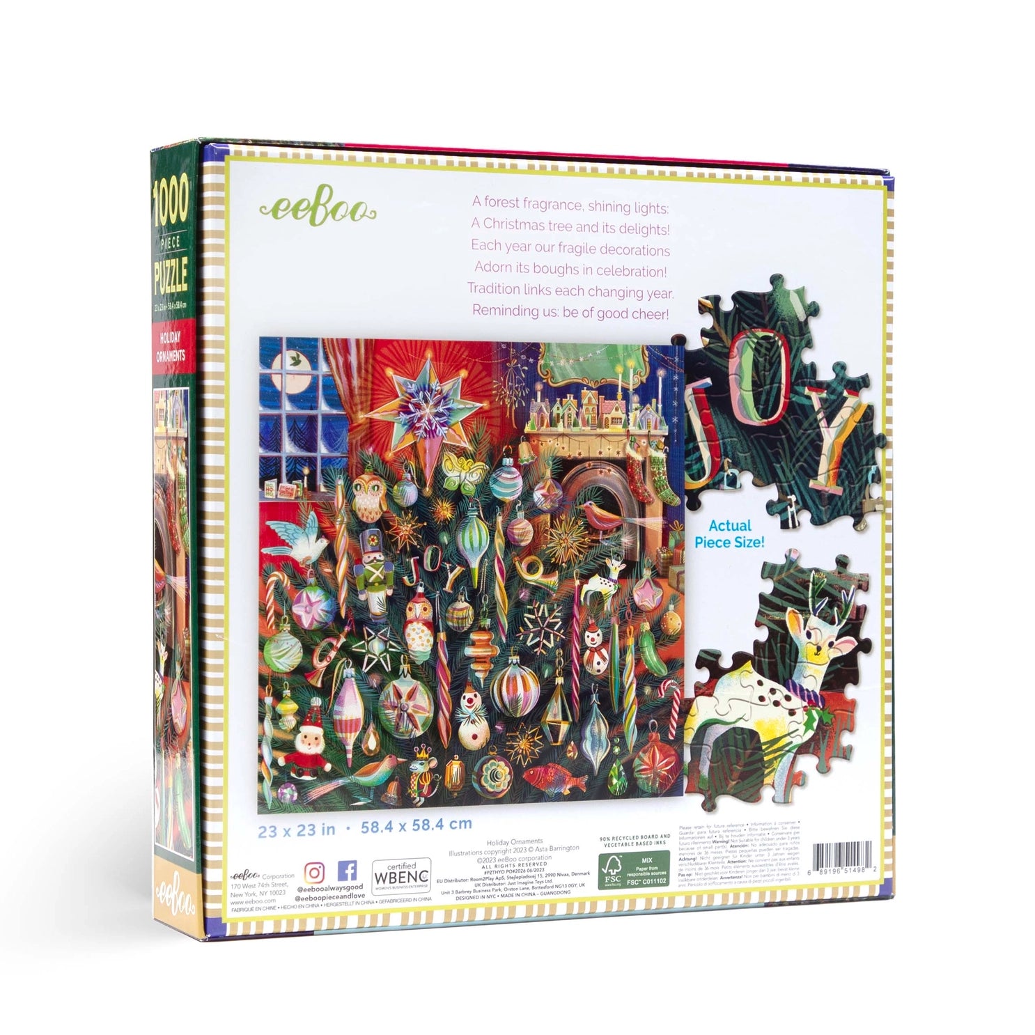 eeBoo - Holiday Ornaments 1000 Piece Puzzle