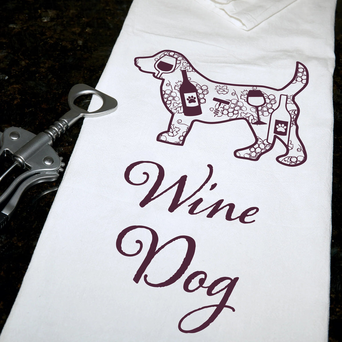 Dog Speak -  Kitchen Towel "Wine Dog"