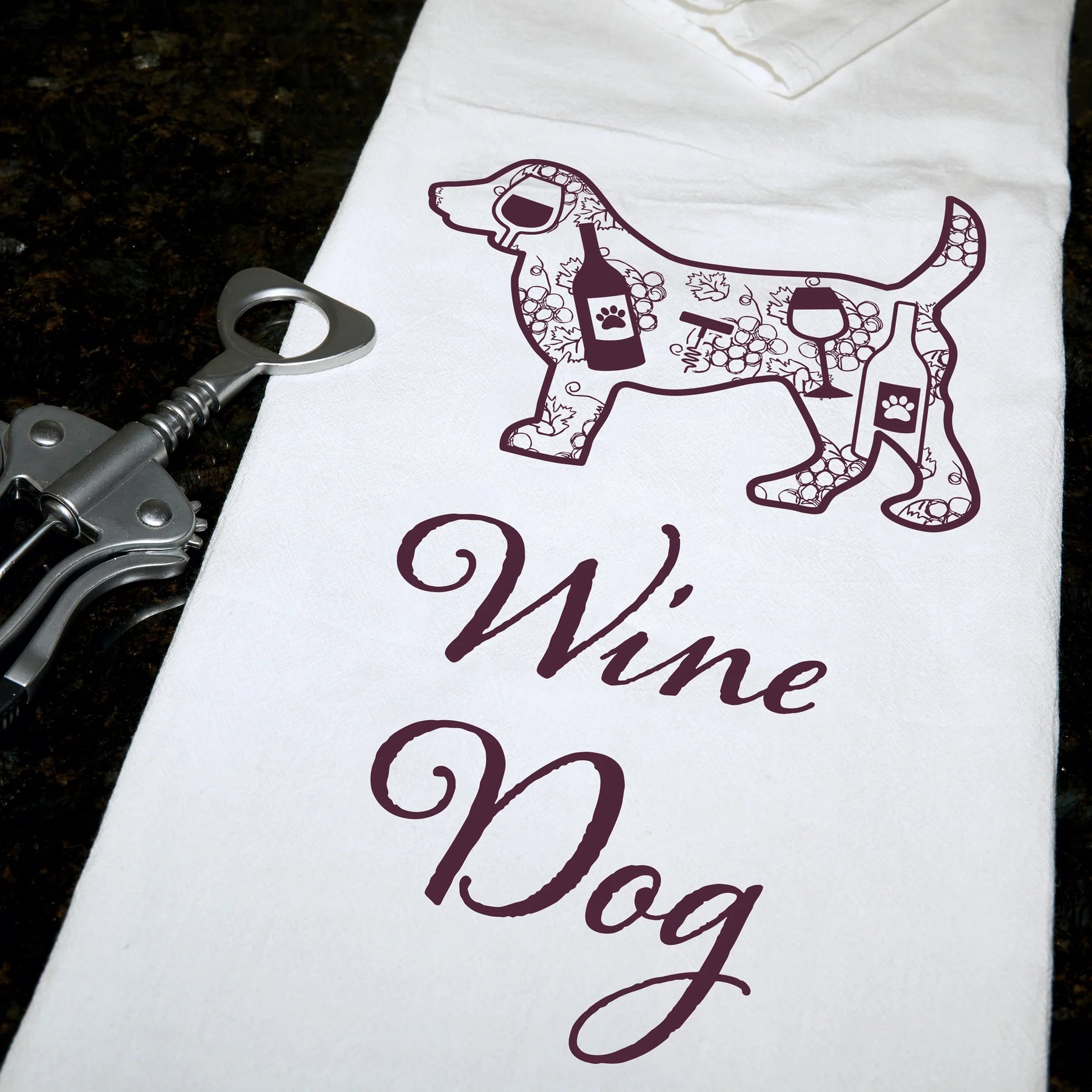 Dog Speak -  Kitchen Towel "Wine Dog"