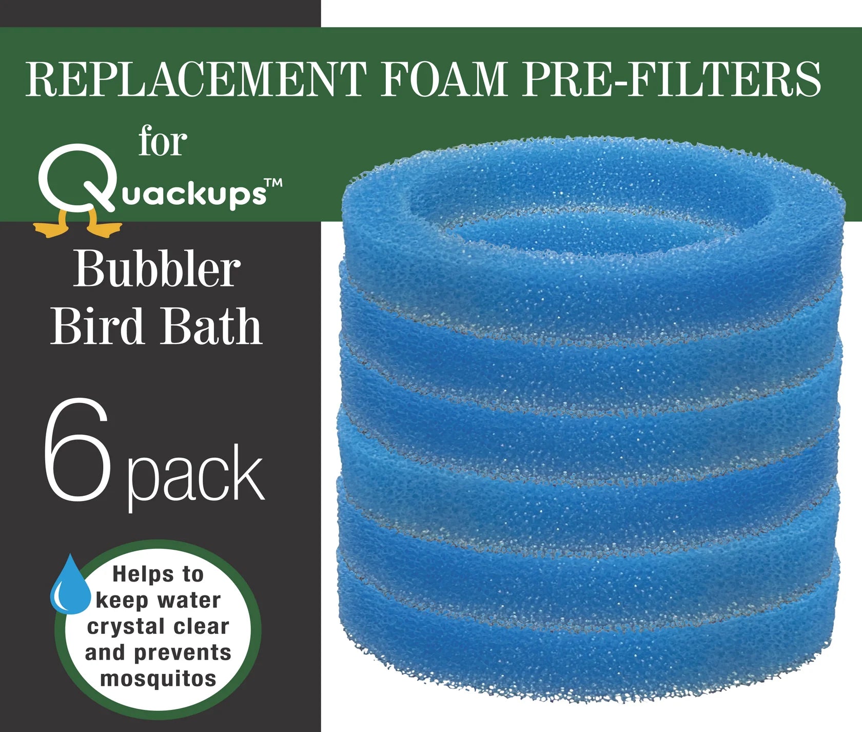 Quackups - Replacement Foam Pre-Filters for Bubbler Bird Bath