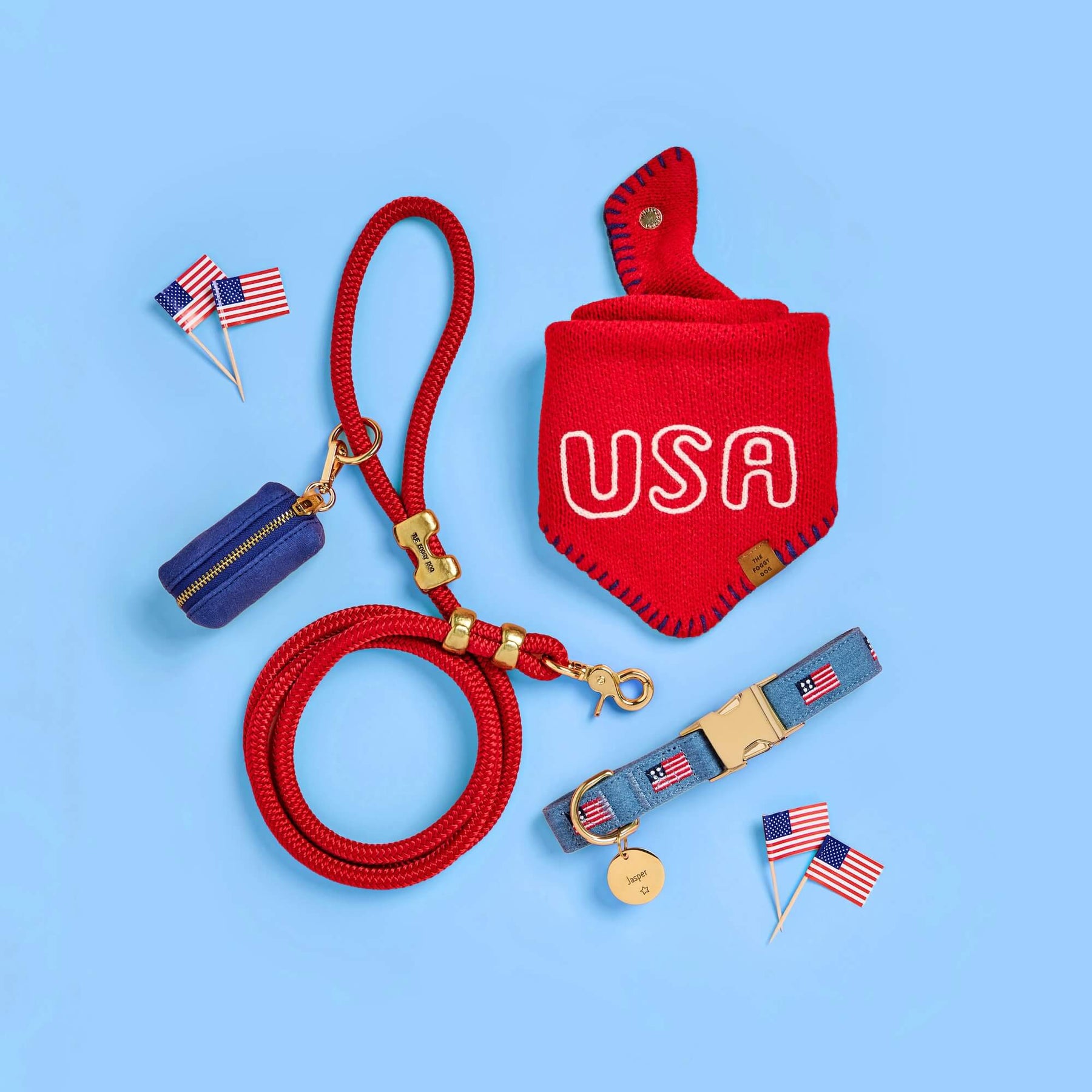The Foggy Dog - Bandana Dog Red USA Knit