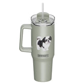 E & S Imports - Tumbler with Handle & Straw Shih Tzu Black & White