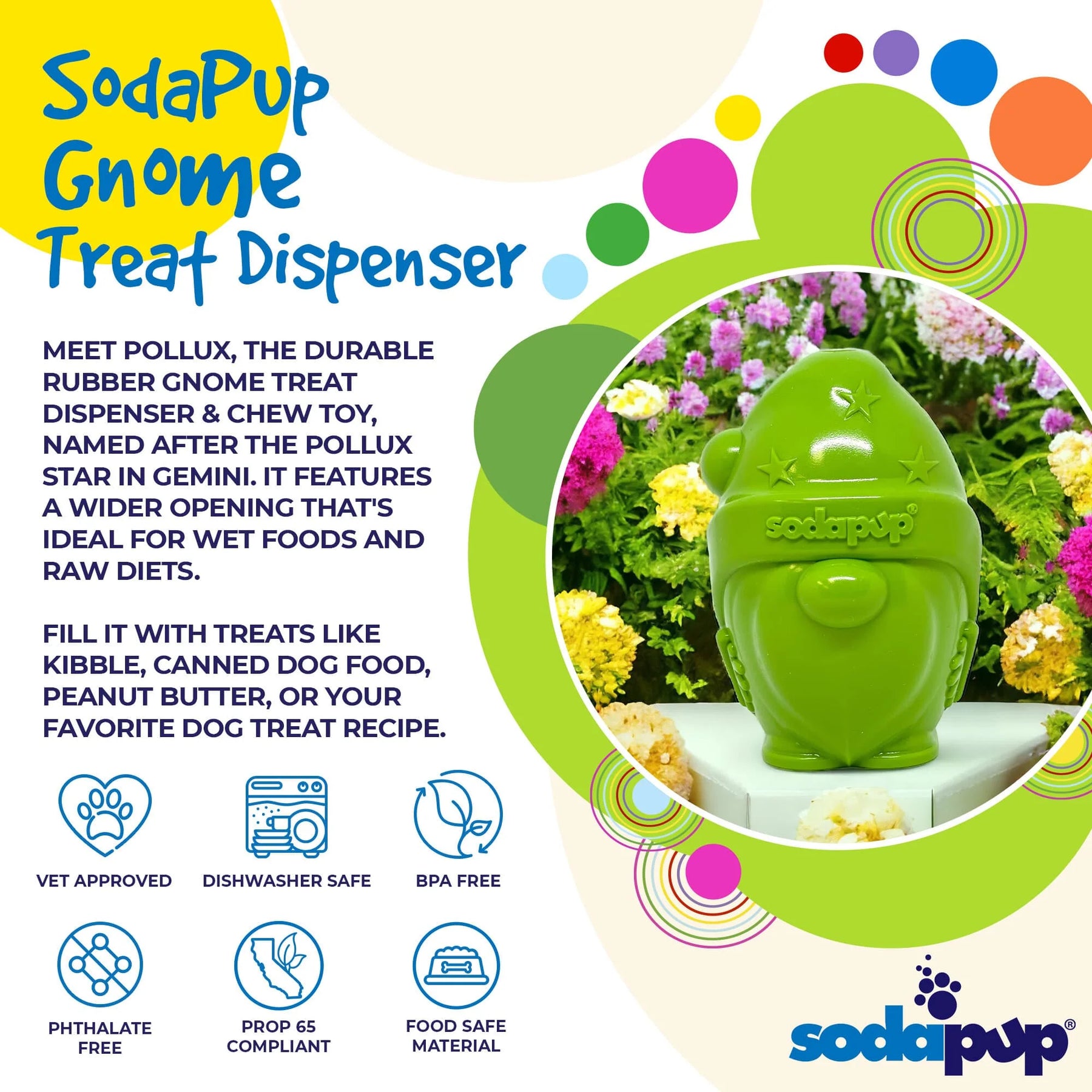 Gnome Durable Treat Dispenser and Dog Toy