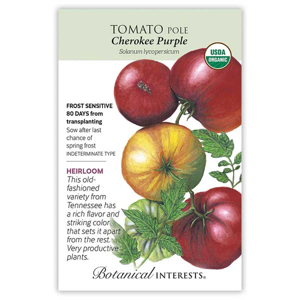 Botanical Interests, Inc. - Tomato Pole Cherokee Purple Organic Seeds
