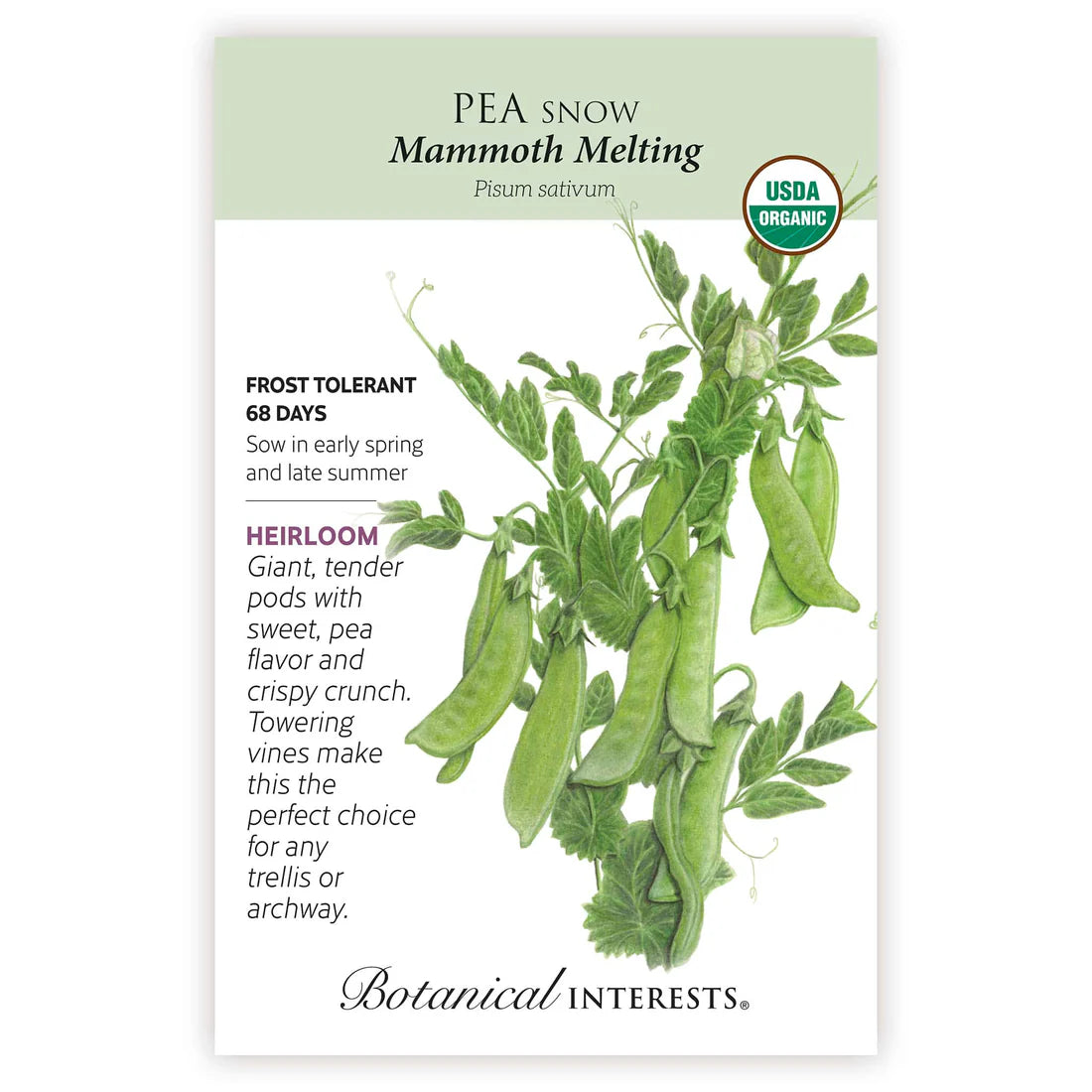 Botanical Interests, Inc. - Pea Snow Mammoth Melting Seeds - Southern Agriculture 