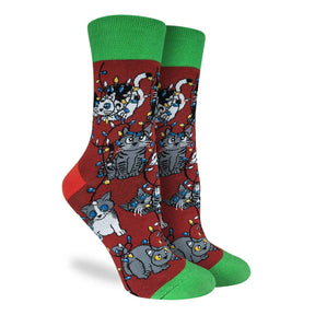 Good Luck Sock - Christmas Light Cat