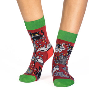 Good Luck Sock - Christmas Light Cat