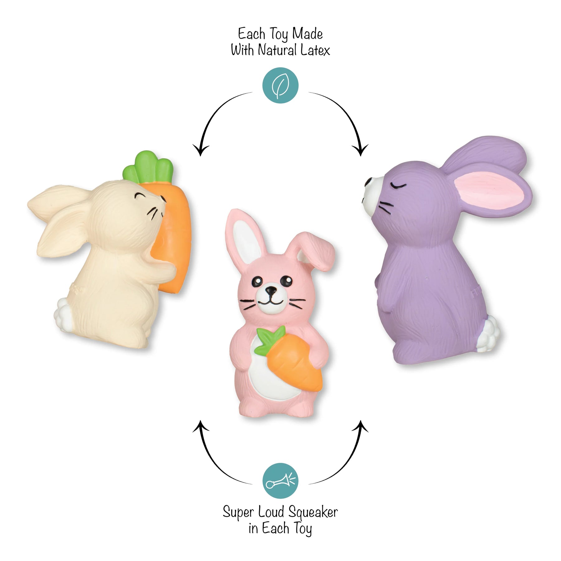 Petshop by Fringe Studio - Dog Toy Hopping Love Carrots (3 Piece Set)