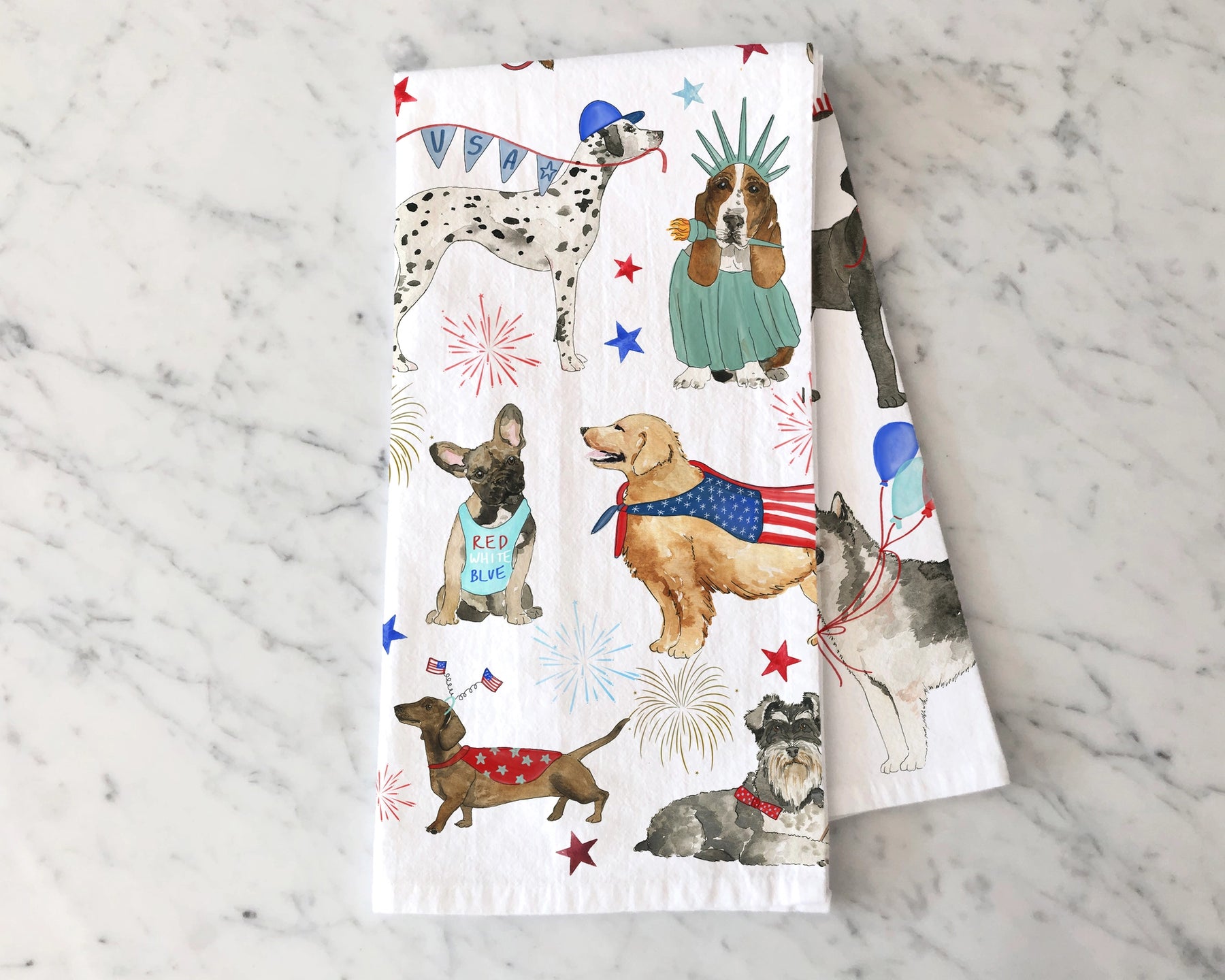 Kelsey M Designs - Patriotic Dogs Kitchen Towel