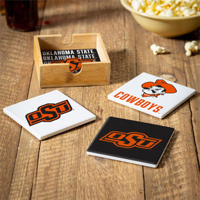 Evergreen Enterprises - Ceramic OSU Coaster Set with Wood Caddy