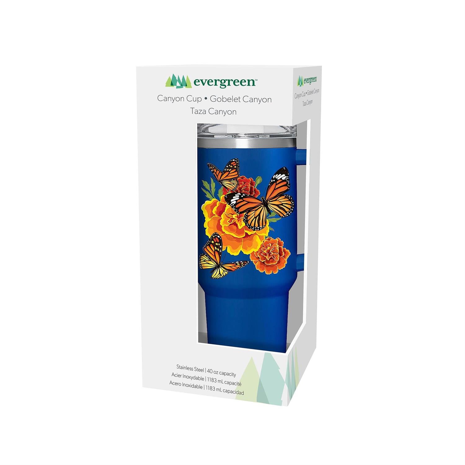 Evergreen Enterprises - Cup Stainless Steel W/ Straw Harvest Blossom Mariposa Melody