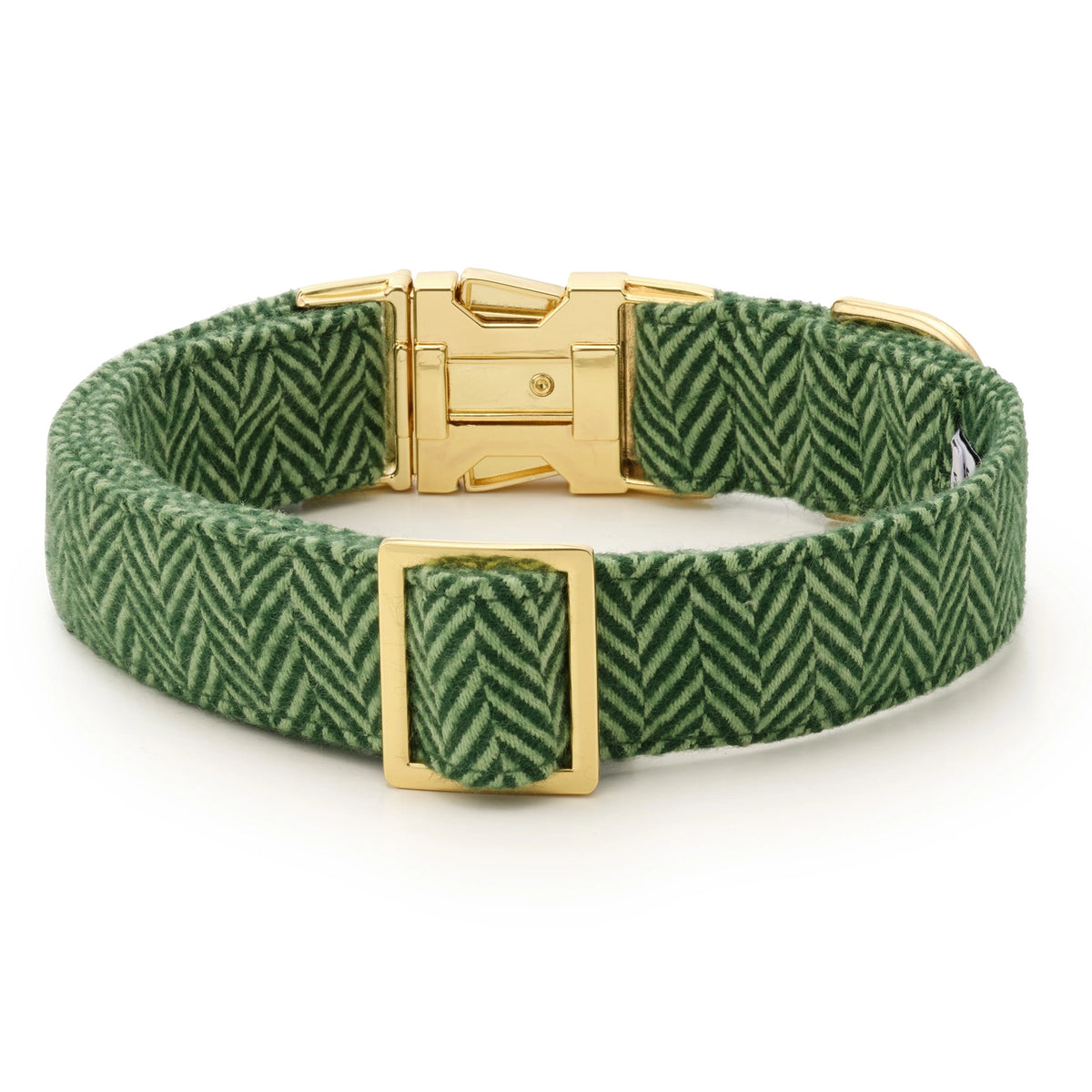 The Foggy Dog - Dog Collar Green Herringbone Flannel