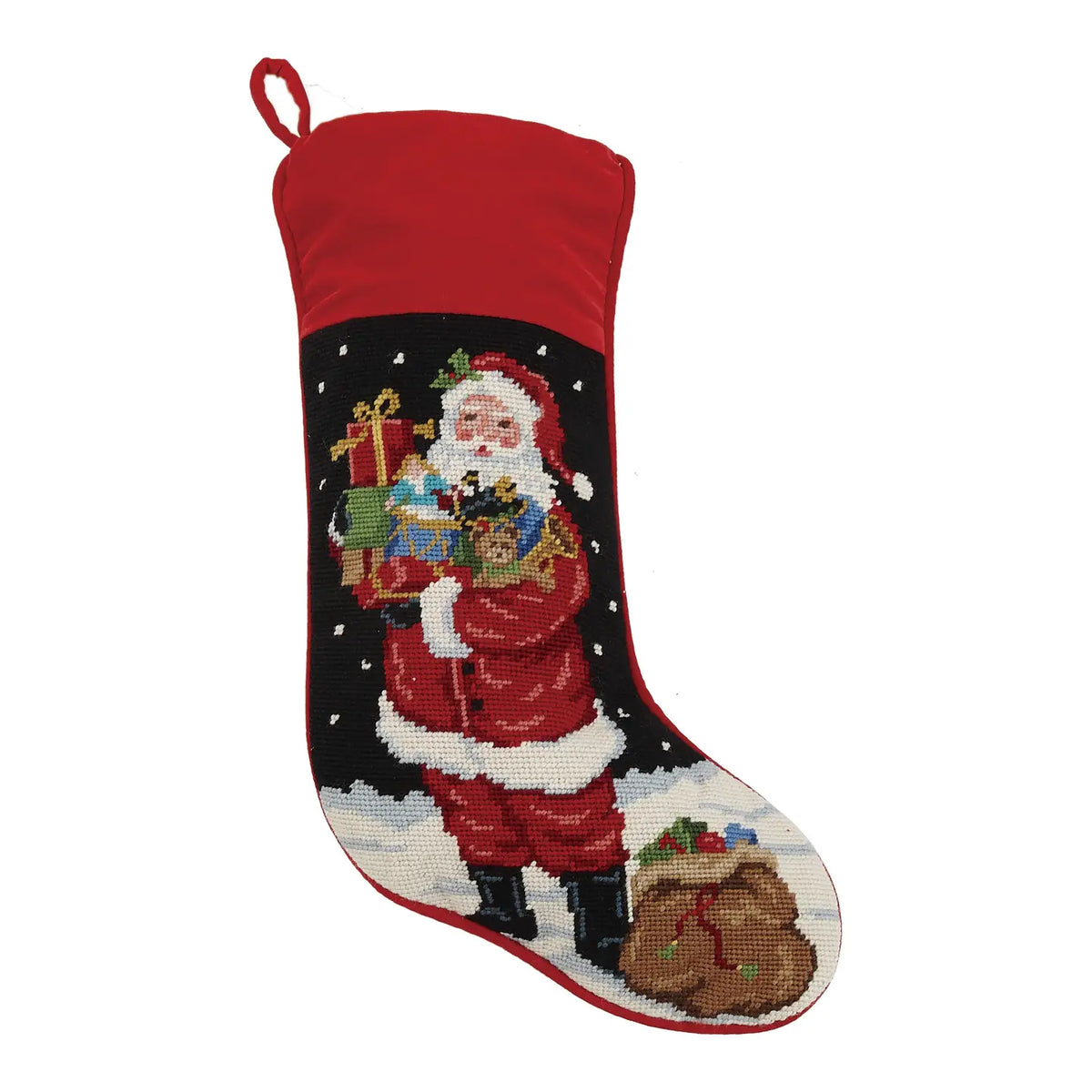 Peking Handicraft - Stocking Standing Santa w/Toys Needlepoint
