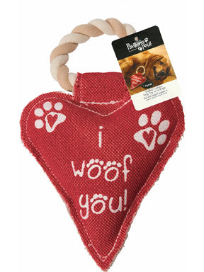 Pavilion Gift- "I Woof You" Heart Shaped Sturdy Canvas Dog Toy
