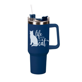 Evergreen Enterprises - Cup with Straw Life is Better with a Cat - Southern Agriculture 