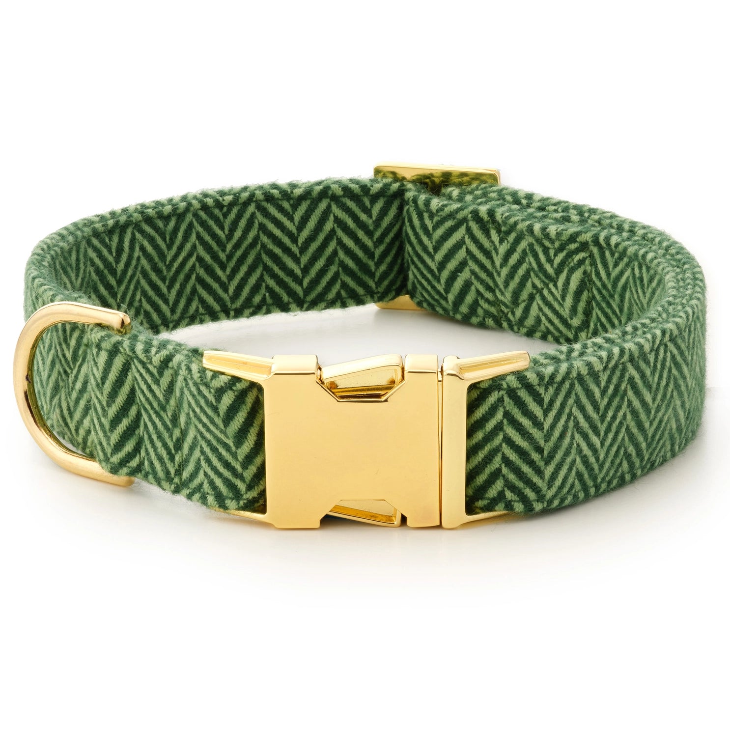The Foggy Dog - Dog Collar Green Herringbone Flannel