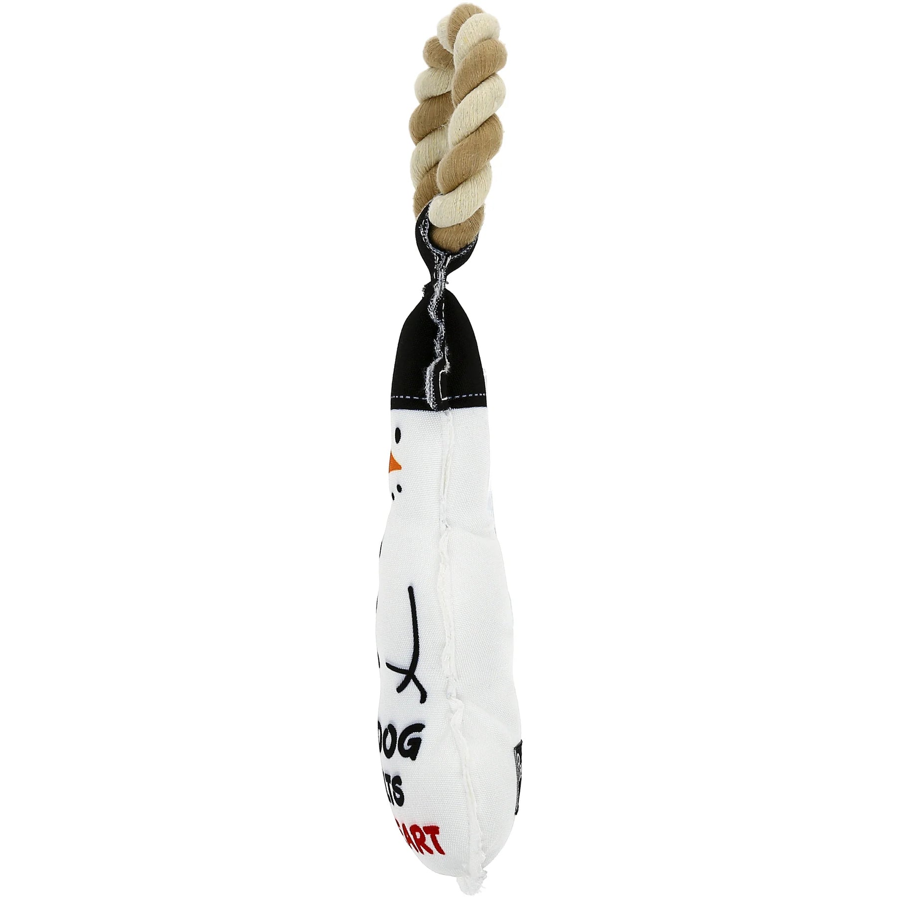 Pavilion - Canvas Dog Toy On Rope "My Dog Melts My Heart"