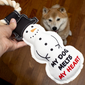 Pavilion - Canvas Dog Toy On Rope "My Dog Melts My Heart"