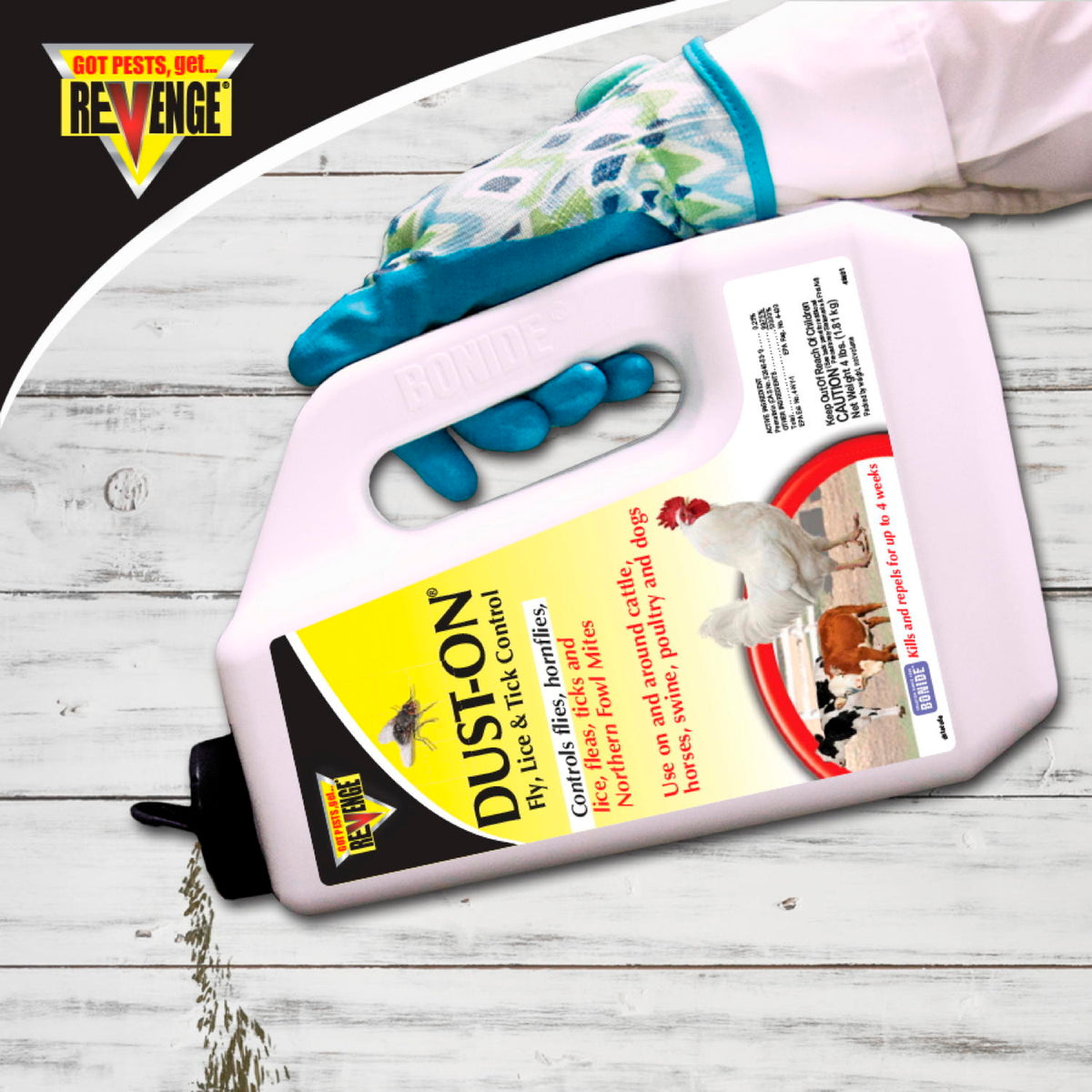 Bonide - Revenge Dust-On Fly, Lice,Tick Control Cow,Horse,Swine,Poulty