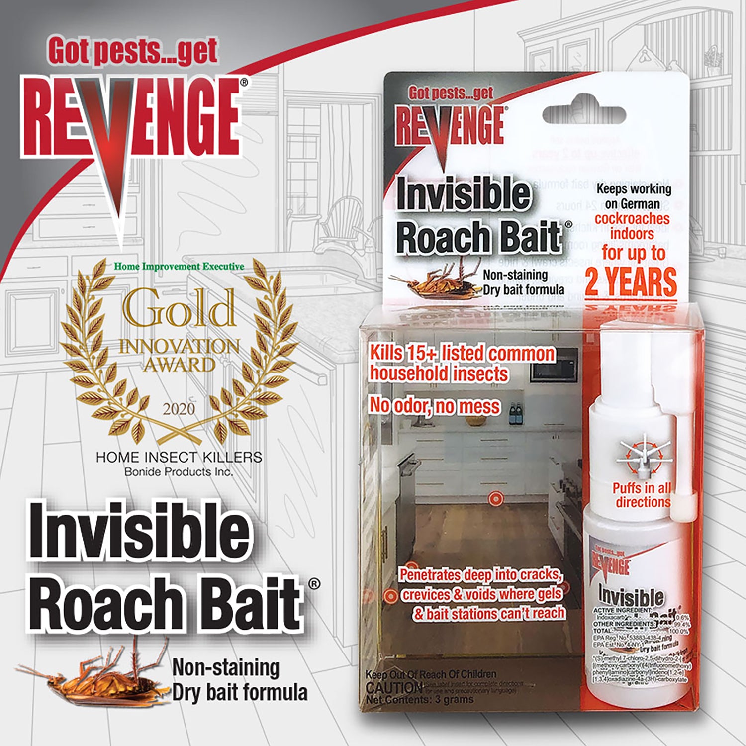 Bonide - Revenge Invisible Ant & Roach Bait w/ Puffer - Southern Agriculture 
