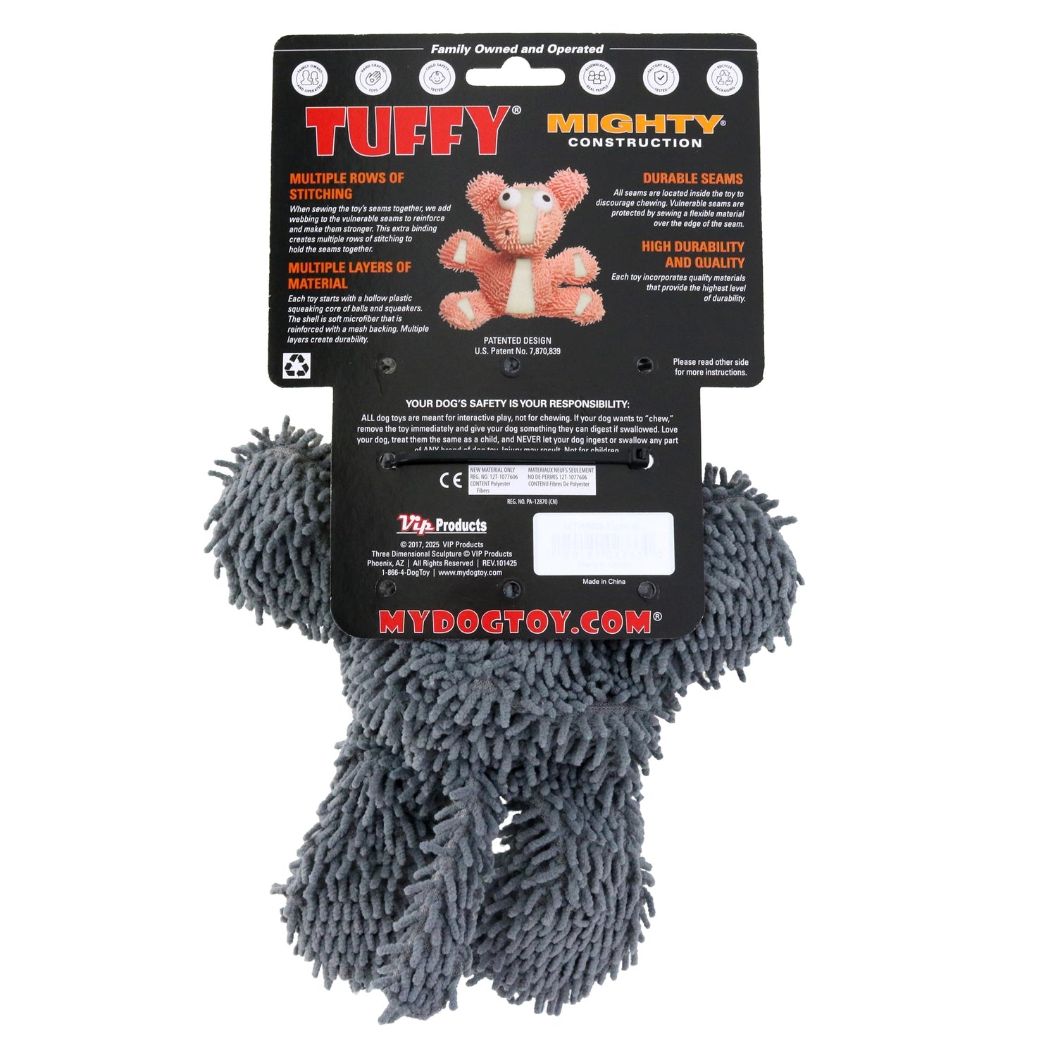 Tuffy Dog Toys - Mighty Microfiber Ball Gray Cat