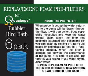 Quackups - Replacement Foam Pre-Filters for Bubbler Bird Bath