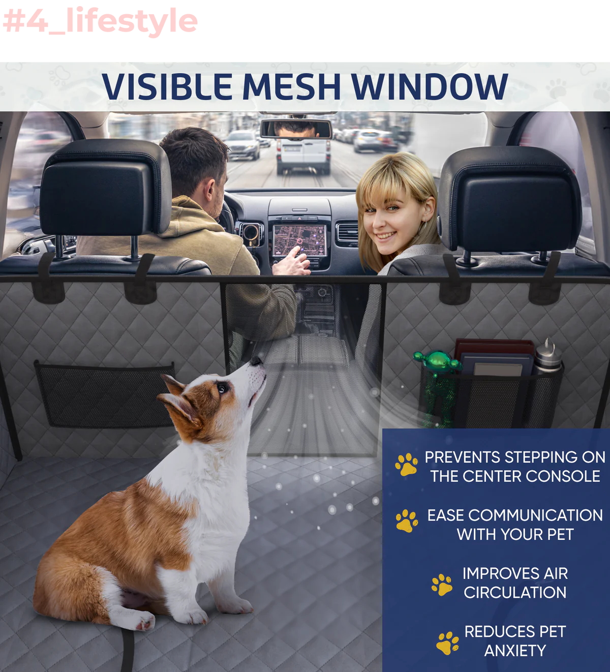 Katziela - Seat Guard Waterproof BackSeat with Mesh Window Storage